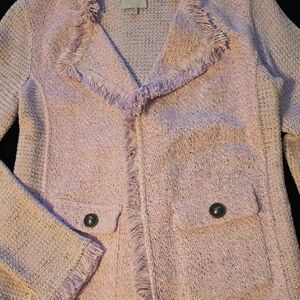 NIC+ZOE Light Pink Fringe Blazer
